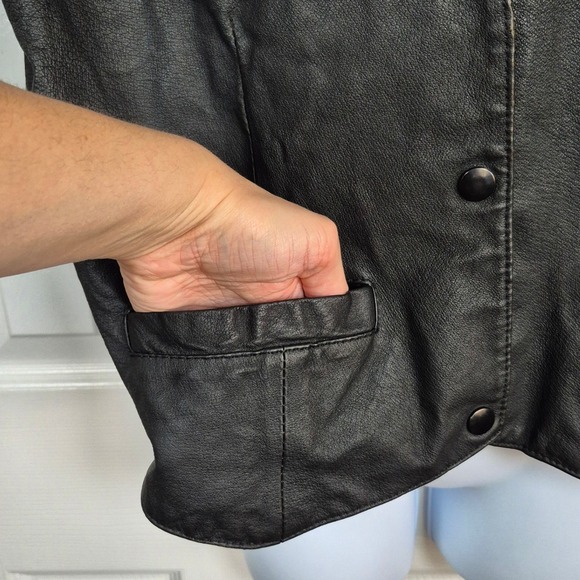 Hudson Leather black snap moto vest womens size XL - Picture 2 of 7